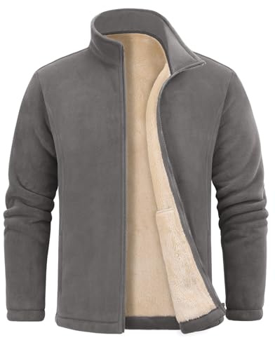 Nadeer Giacca da Uomo in Pile Felpa Senza Cappuccio Invernale Felpe con Zip Intera Calda Cappotto con Tasche Sport Fitness Outdoor Autunno Inverno