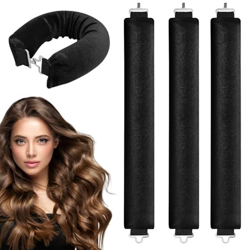 Fascia Bigodino Capelli, Set di 4 Riccioli Senza Calore, Heatless Hair Curler,Bigodini Morbidi per Dormire,Ferro Arricciacapelli Senza Calore per Tutti i Tipi di Capelli(nero)