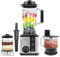 6-in-1 Food Processor and Juicer Machines for Kitchen, 1200W Masticating Juicer, Smoothie Maker with 3L Jug, 2L Meat Chopper, 0.8L Grinding Cup, Multifunctional Countertop Juicers