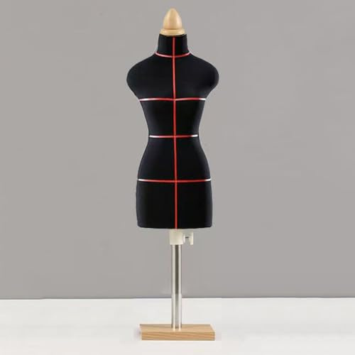 Maniquí Femenino con Forma de Vestido de Torso, Mini maniquí para Hacer Costura, Forma de Vestido de Media Escala, tamaños 1/2 1/3 1/4, maniquí de Vestir Ajustable con Base de Madera