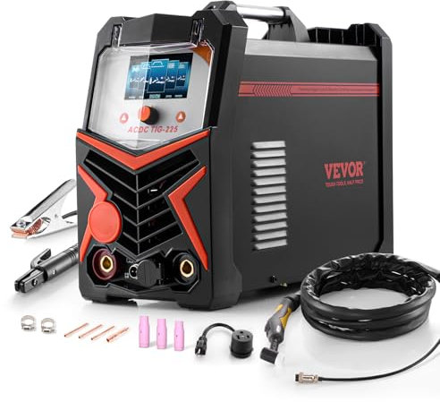 VEVOR WIG-Schweißgerät, 6-in-1-Aluminium-Schweißgerät (großes LED-Display) – AC WIG/DC WIG/AC Pulse WIG/DC Pulse WIG/Spot WIG/MMA (Stick), Elektroschweißgerät mit IGBT-Wechselrichter