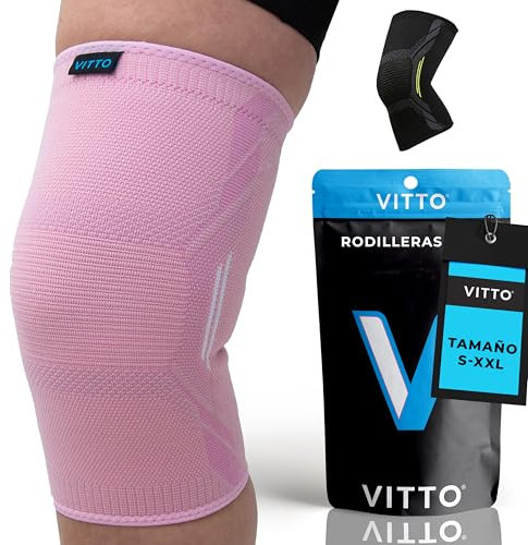 VITTO Genouillère homme/femme - Genouillère pour soulager les douleurs au genou, l'arthrose du genou, le ménisque (Rose, M)