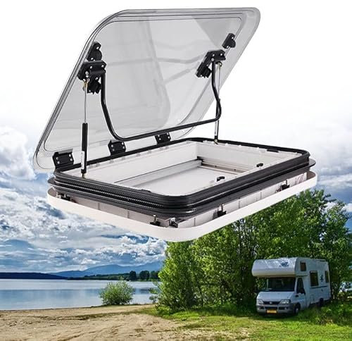 RV Skylight w/LED Light RV Caravan Roof Vent Hatch Aluminum Alloy Skylight Window LED Skylight Camper Roof Window Vent Kit RV Roof Top Vent Kit,500x500mm