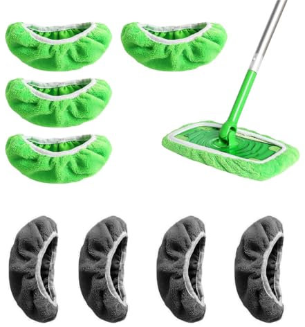 OUDQFCJ 8 piezas Mopa Microfibra Repuesto Kit, Almohadillas Reutilizables para limpieza de suelos secos y húmedos, mopas de limpieza y recambios mopa (25,4 x 11,5 cm)