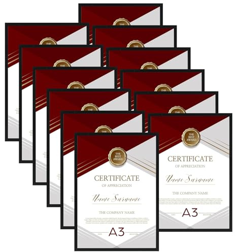 Giftgarden 12 Pack A3 Picture Frame, Black A3 Photo Frame for Displaying Prints, Posters, Landscapes, Portraits, and Artwork