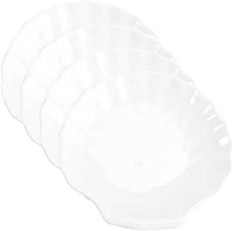 Cabilock Platos Multifunción de Plástico Blanco en Forma de Concha Conjunto de 4 Ideales para Servir Aperitivos y Postres en Reuniones o Bodas