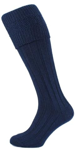 Calcetines de mezcla de lana escocesa, ropa tradicional de las tierras altas, negro, blanco, gris y verde, azul marino, S