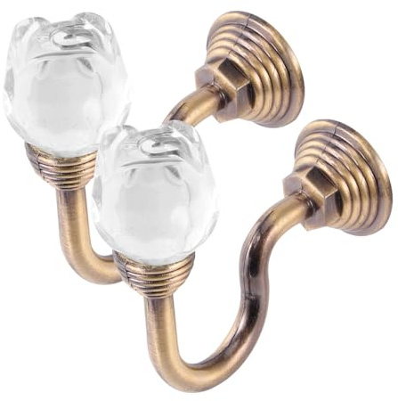 ROMISBABA Gancho de Cristal para Cortinas con Diseño Retro y Acabado Verde Patina Gancho de Pared Multifuncional para Visillos y Ropa Soporte de Aleación de Aluminio Resistente para Sala y