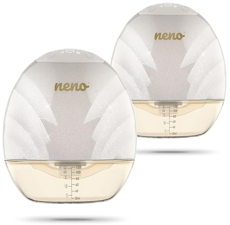 NENO Perla Twin Elektrisk bröstpump – trefas elektrisk mjölkpump handsfree – tyst och diskret drift – 9 sugnivåer – BPA-fri – LED-display – snabb USB-C-laddning