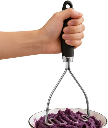 fengminmaoyi Machacador patatas acero inoxidable,Utensilio de Cocina Manual para Prensa de Judías,Machacador de Patatas de Acero Inoxidable - para Puré de Aguacate, Calabaza, Frutas, Verduras,
