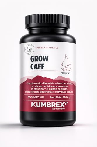 GROW CAFF – Cafeína Microencapsulada NewCaff® de Liberación Prolongada – 76 mg por Cápsula – Ayuda a Aumentar la Atención y el Estado de Alerta – 60 Cápsulas Vegetales