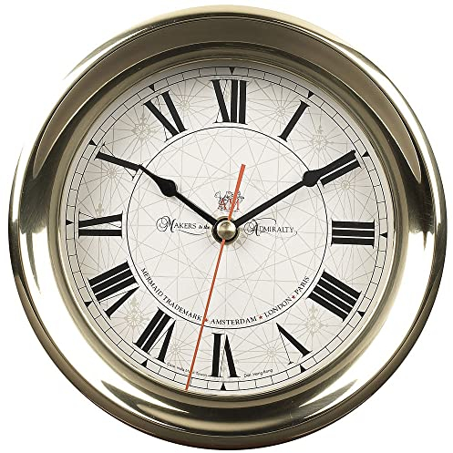 linoows Maritime Uhr, Luxus Schiffsuhr, Bootsuhr, edle polierte Messing Uhr 18 cm