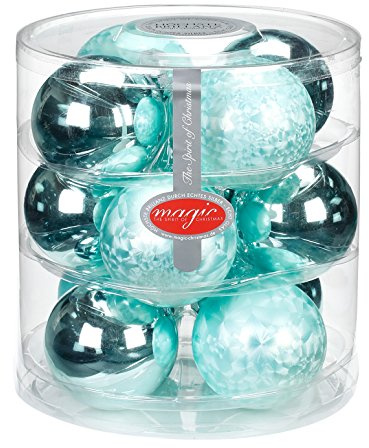 Inge-glas 16103D104MO Glaskugel, 75 mm, 12 Stück/Dose, Eislack Mint, Mint Glanz