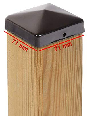 VIVAGARDEA 9 tapas para postes, pirámide, acero, revestimiento de polvo, 71 x 71 mm, color negro