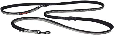 Company of Animals Correa HALTI Doble Enganche, Acolchado de Neopreno, Reflectante 3M, Ajustable, Talla S, Negro
