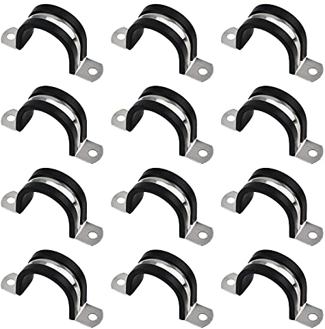 INCREWAY U-förmige Rohrschellen mit Gummi-U-Bügel, Edelstahl-U-Bügel für Schlauch, Kabel, 12 Stück