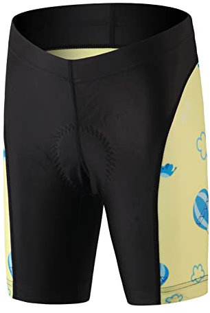 Amur Leopard Kinder Jungen Fahrradbekleidung Mädchen Fahrrad Trikot Kurzarm/Kurz Radhose mit 3D Sitzpolster Radtrikot, Radhose Gelb, 152-158 (Etikettgröße: 3XL)