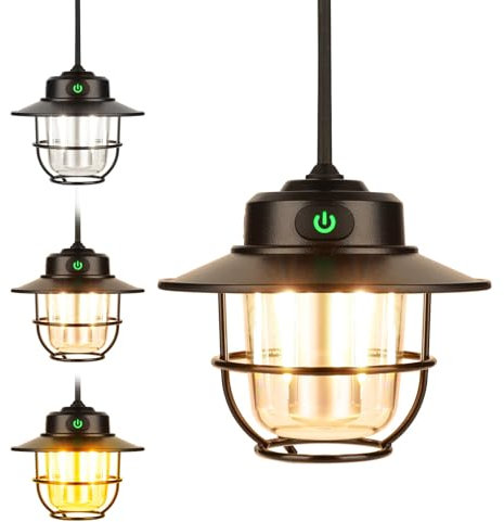 Kinberry Camping Lantern Rechargeable - Hanging Lantern Portable Outdoor Tent Lamp IP65 Waterproof Stepless Dimming and 4 Light Modes for Camping Hiking Emergency Fishing