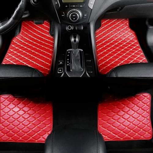 YujieNB Tapis de Sol de Voiture pour Mazda 2 Demio R DJ DL 2015-2022,Ensemble Complet de Tapis Antidérapants Imperméables Avant et Arrière,en Cuir PU,4 Pièces,A-Red