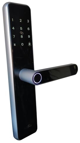 ICASA Cerradura Inteligente HC-E010 para Puerta en Color Deep Grey. Cerradura Digital con Wifi y 5 Formas de Apertura. Cerradura Electrónica con Bloqueo de Seguridad y APP para Control Remoto.