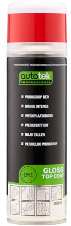 AutoTek Professional Workshop Red Spray Paint, Aerosol Spray, 300 ml