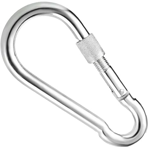 Steel Snap Hook With Screw Nut Carabiners Safe Lock Carabiner Clip Spring for Outdoor Hiking Camping Fishing Backpack DIYUK