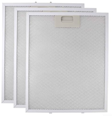 Lot de 3 filtres argentés pour hotte aspirante en maille métallique - 340 x 280 x 9 mm - 5 couches de filtration de graisse aluminisée