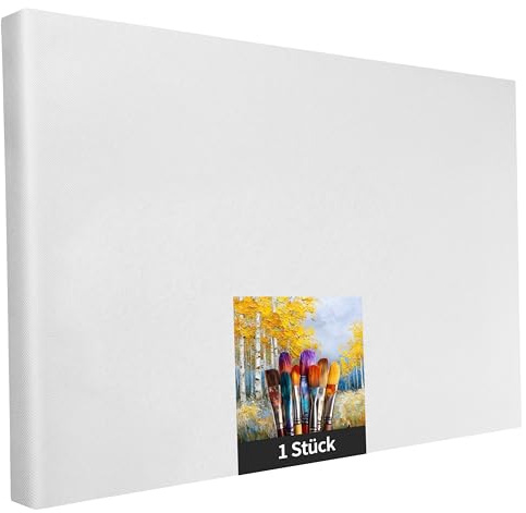Set di 1 telai da 80 x 120 cm, tela artistica bianca in poliestere, da dipingere, già rivestita, adatta per colori acrilici o tessuti, progetti fai da te per pittori e artisti