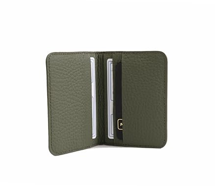 Marc Tchou Porta carte di credito di alta qualità e porta biglietti da visita in pelle con 6 pratici scomparti, elegante custodia per carte di credito in pelle robusta, verde, L10B7, Casual