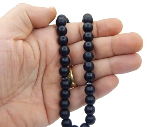 Perlin, radband, Tesbih Tasbih Tespih Misbaha Subha 33, 10 mm muslimskt islamiskt radband med matta onyx ädelsten, svarta hematitpärlor, smycken, armband, böntillbehör