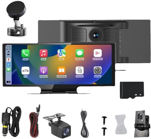 Car Tablet PRO Max 2025 Model, Cartablet PRO Max 2025 10.26 with Reverse Camera, GPS Navigation Voice Control Wireless 4k Dual Lens, HD Portable Carplay & Android Auto Screen