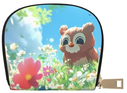 SHFJASBNUMG Bear Leather Bag Flower Wallet Cartoon Card Pack New Parents - Pediatrician and Pharmacy Cards 9X11CM