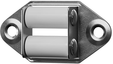 BAUHELD Gurtführung Rolladen [1 Stück] - Zwei Führungsrollen - Gurtdurchführung aus stabilem Metall - Für Rolladengurt 23mm - Zu Gurtwickler für schwere Rolläden - Lochabstand 47mm - Quer