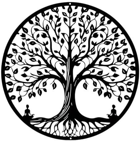 xianynow Árbol de la Vida Decoracion Pared, Decoración Pared de Metal, Arte de Pared Elegante y Versátil para Sala de Estar, Dormitorio o Patio, 30 cm de Diámetro, Negro
