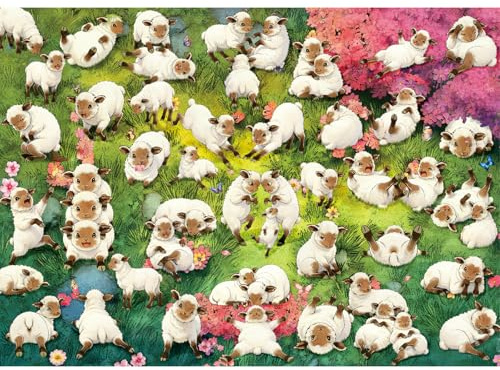 HUADADA Jigsaw Puzzles for Adults 1000 Pieces-Happy Flock of Sheep-1000 Piece Jigsaw Puzzles for Adults-Family Interactive Games