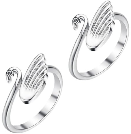 FOYTOKI Anello per Maglieria a Forma di Cigno Facile da Indossare e Resistente in Rame Argento 2pezzi per Progetti di Quilting e Cucito