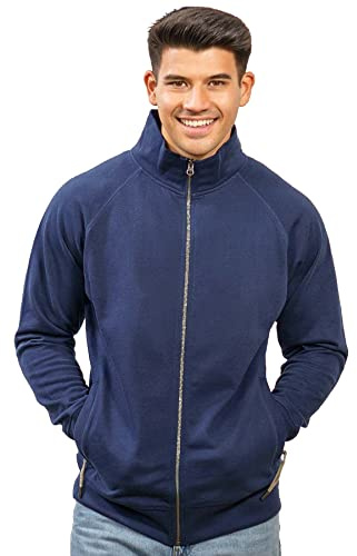 Happy Clothing Herren Sweatjacke ohne Kapuze Zip-Jacke Reißverschluss mit Kragen, Größe:XXL, Farbe:Dunkelblau