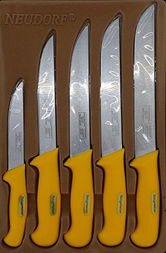 Ertex Metzgermeister Fleischermesser Metzgermesser Set in Profiqualität 5-teilig/Edelstahl (handgearbeitet)/ spezielle ergonomische Griffe/Top Qualität