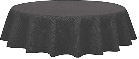 Brandsseller Gartentischdecke Ø 140 cm Tischdecke mit Paspel Outdoor Tischtuch rund Weichschaum für Garten, Terrasse, Balkon wetterfest rutschfest - Grau