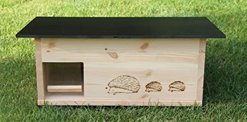 Woid Herz XXXL Premium Igelhaus Neu Natur Igelhotel Igelhütte Igelfutterhaus - Igelhaus mit Labyrintheingang und Rattenklappe - mit Boden und Abnehmbarer Dachöffnung zur leichteren Reinigung