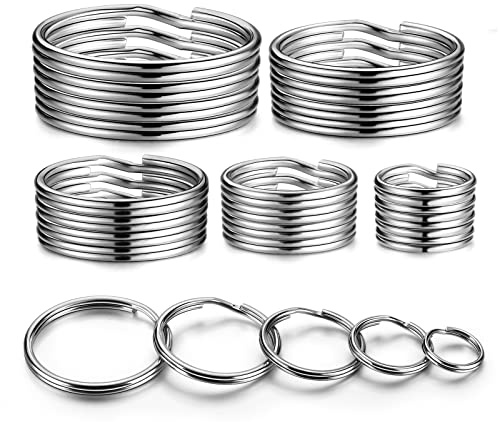 YHYZ Key Ring Stainless Steel Assorted, Heavy Duty Metal Round Keyring Durable in 5 Sizes (Small 1/2 inch, 3/4 inch,1 inch, 1.25 inch, Large 1.38 inch), for Dog Pet Collar DIY Tag Jewelry Car Key