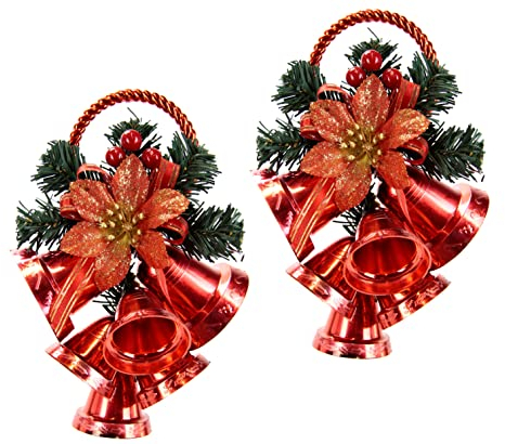 Hängende Wanddeko mit Tanne Poinsettia Glocken Weihnachtsglocke Weihnachtsdeko Türdeko Tür Wand Hänger Kranz Kränze Wandhänger Türkranz Weihnachtskranz Deko Girlande Wanddekoration Dekoration