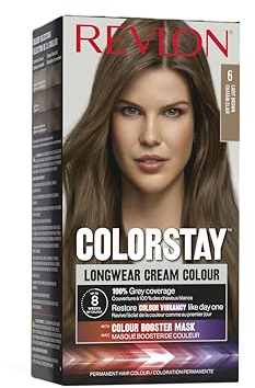 Revlon ColorStay - Coloration Permanente - Coloration Cheveux Longue Tenue - Couvre 100% des cheveux blancs - Jusqu’à 8 semaines - Huile de Macadamia et de Beurre de Murumuru - N6 Châtain Clair