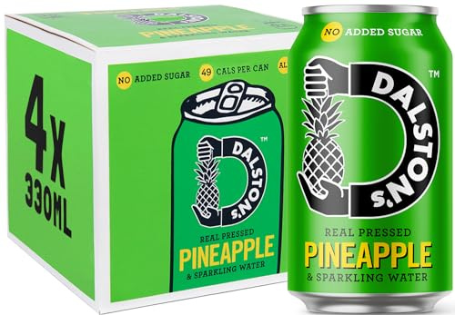 Dalston's Sparkling Pineapple Soda (4 x 330ml) - Real Pressed Pineapple & Sparkling Water - 49 Kcal - No Added Sugar - No Artificial Sweeteners - Healthy Alternative - Low Calorie - Vegan