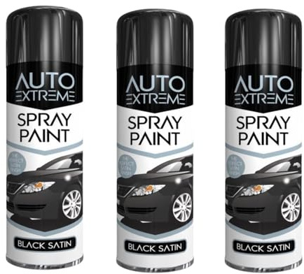 SDMAX All Purpose Black Satin Spray Paint, Satin Finish, Suitable for Wood, Metal, Plastic, and, Glass Surfaces, Quick Spraying, Interior and Exterior Usage, 250ML (3 Pcs)