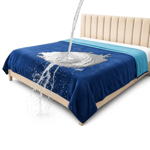 Sängkläder Aid King Size Vattentät filt – spillsäker, vattentålig flanellfilt för säng, soffa, barn- och husdjurskydd, vändbar mysig design (marinblå och avgrundsgrön, 90 x 108)