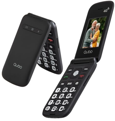 Qubo Téléphone Portable Senior GSM,écran de 2,4 Pouces,Téléphone a Clapet avec Grand écran, Fonction SOS, Support Double SIM, Appel Rapide, Radio FM, Lampe de Poche