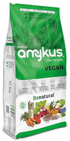 Amykus Original Vegan 12,5 kg | Pienso 100% Vegetal para Perros Adultos | Alimento Completo sin Carne ni Derivados Cárnicos | Sin Pesticidas ni Grasas Animales