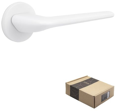 APECS Dörrhandtag innerdörrar modernt dörrhandtag för ytterdörr och innerdörr med fyrkantiga rosetter dörrhandtag vitt matt handtag set med fästmaterial dörrbeslag modell CAPELLA