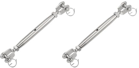sourcing map 2Pcs M8(5/16) Closed Body Jaw and Jaw Turnbuckles Wire Rope Tension, Stainless Steel Turnbuckle Adjustable Cable Tensioner for Shade Sail Clothesline, 2100lbs Working Load Limit
